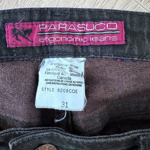 Vintage 90’s Parasuco Jeans sz 31 - Black- Bonus Backpack Bag - Picture 4 of 14